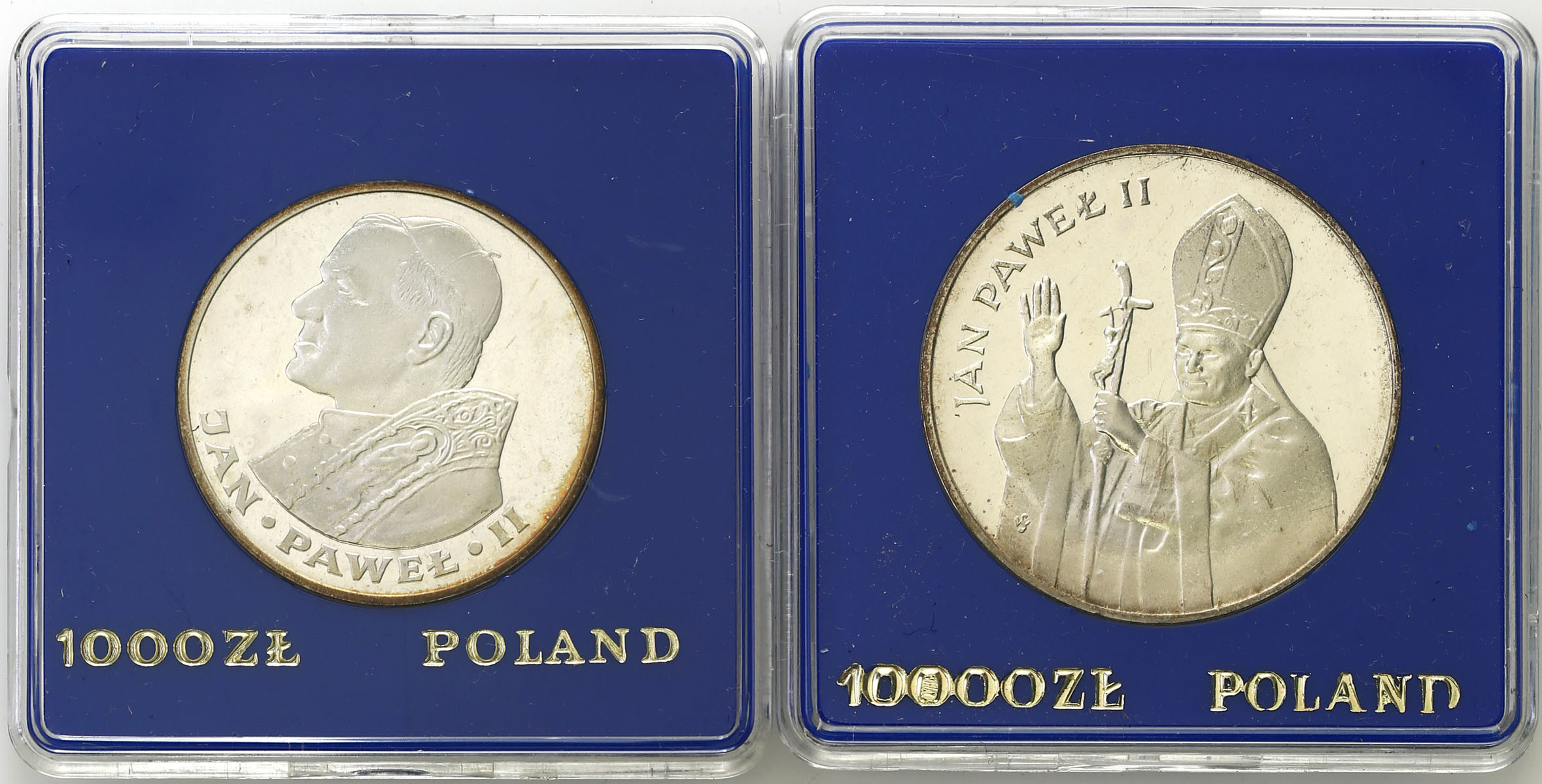 PRL. 1000 i 10000 złotych 1983- 1987 –Papież- zestaw 2 monet